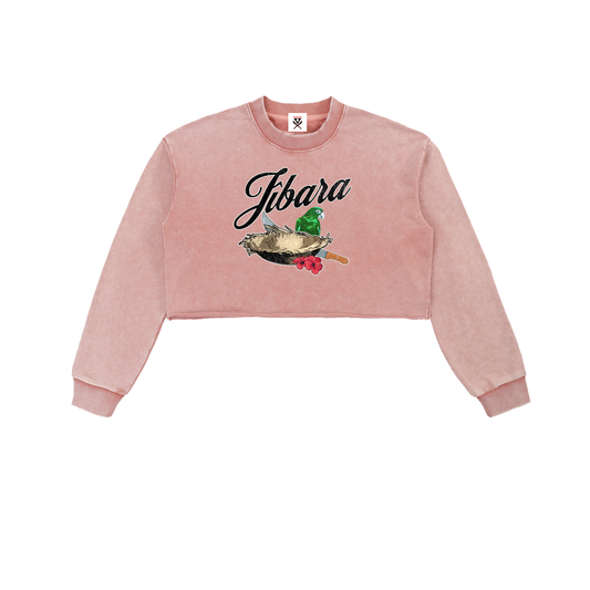 Jibara Snow Washed Raw Edge Cropped Sweatshirt