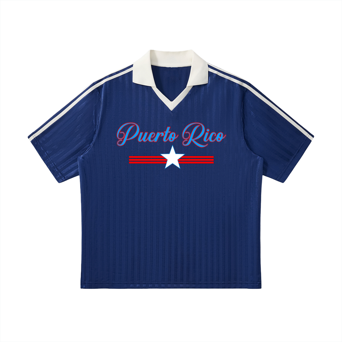 Puerto Rico Contrast Collar Striped Soccer Jersey