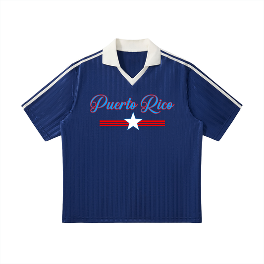 Puerto Rico Contrast Collar Striped Soccer Jersey