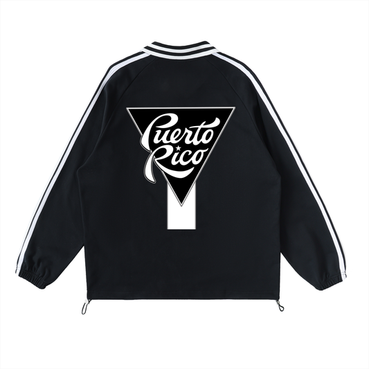 Puerto Rico Collection Striped Lapel Collar Sweatshirt