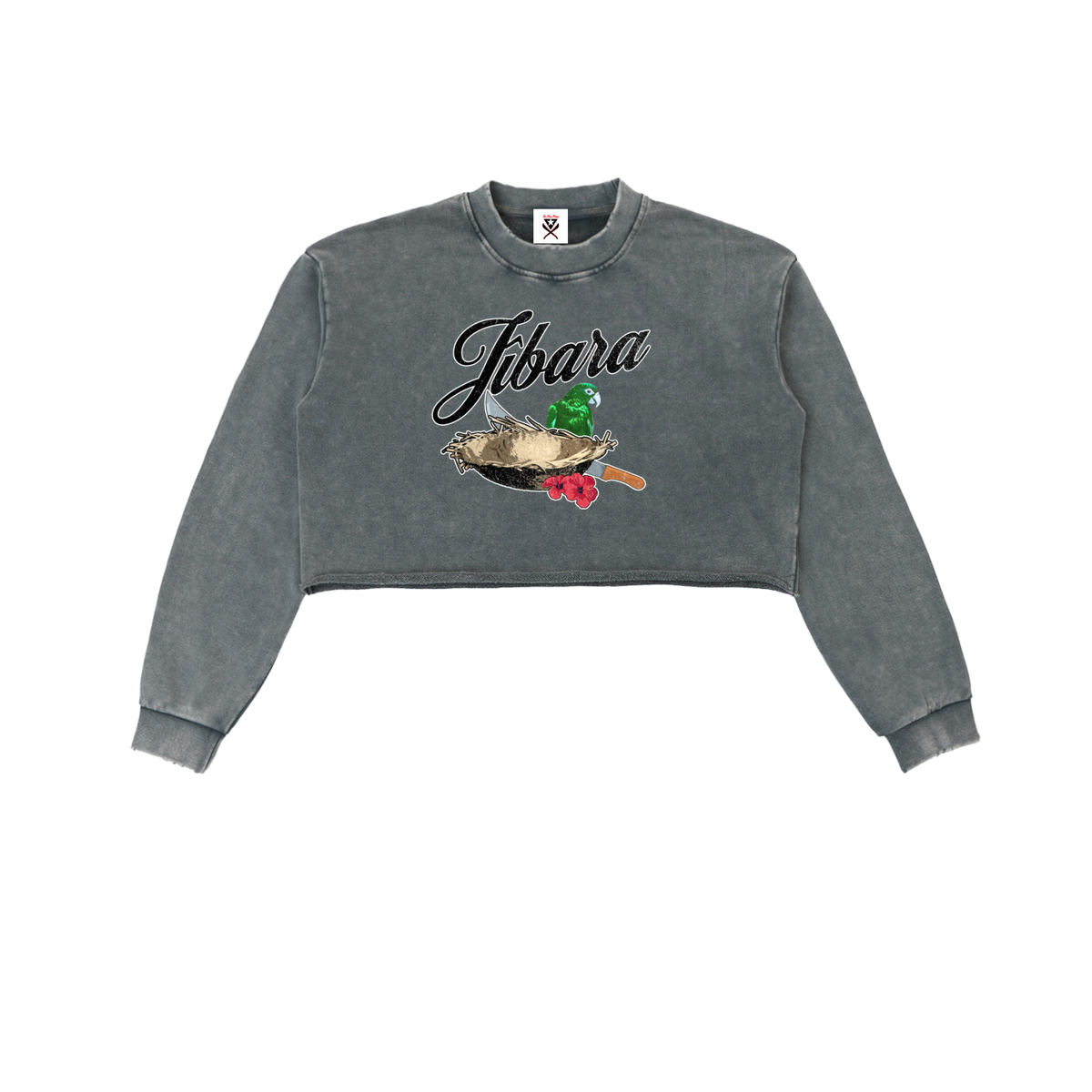 Jibara Snow Washed Raw Edge Cropped Sweatshirt