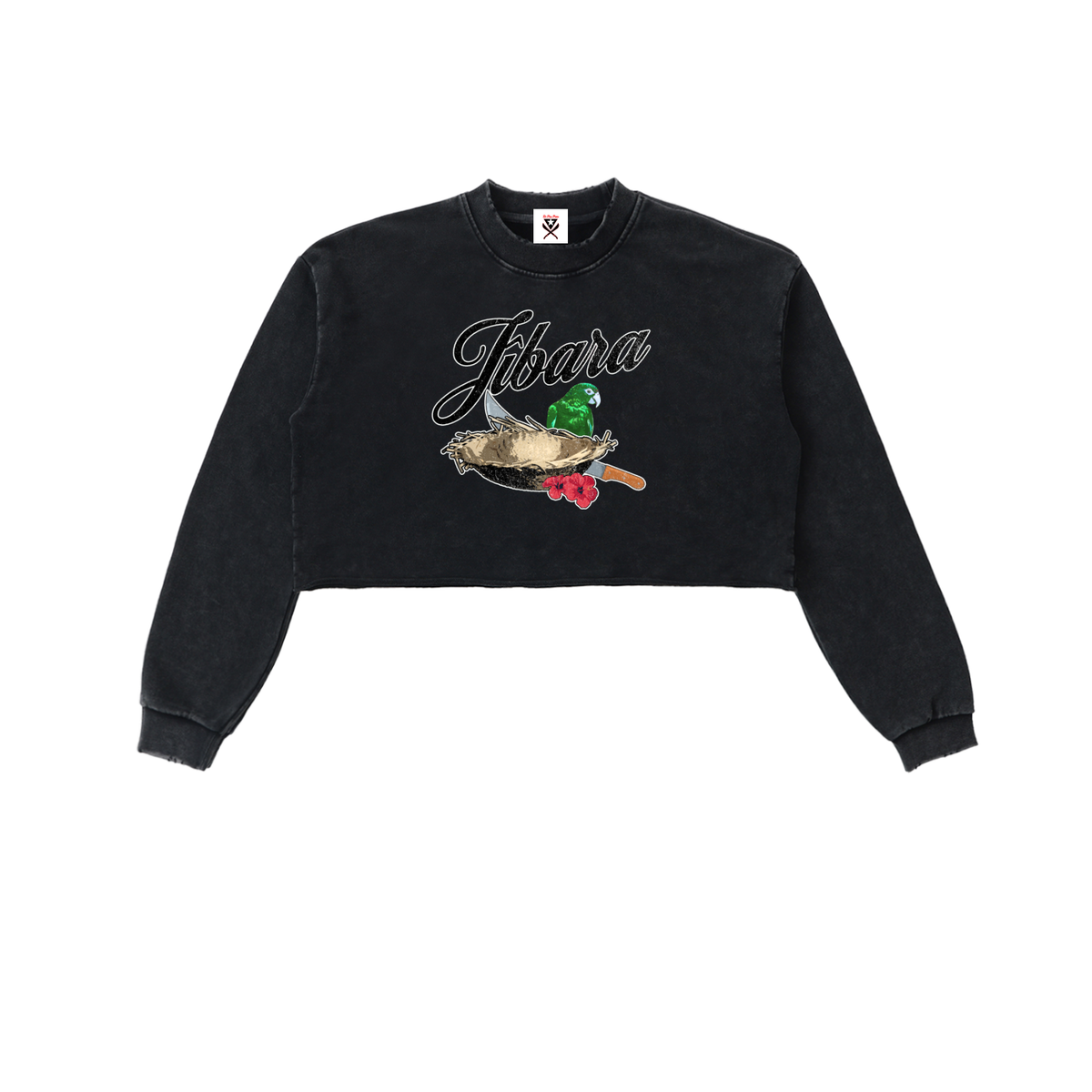 Jibara Snow Washed Raw Edge Cropped Sweatshirt