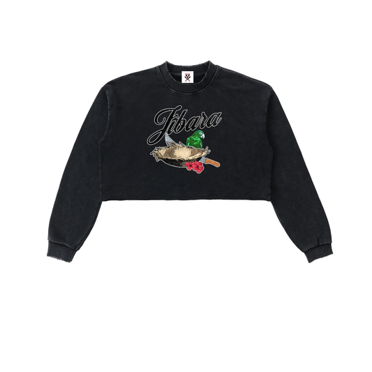 Jibara Snow Washed Raw Edge Cropped Sweatshirt