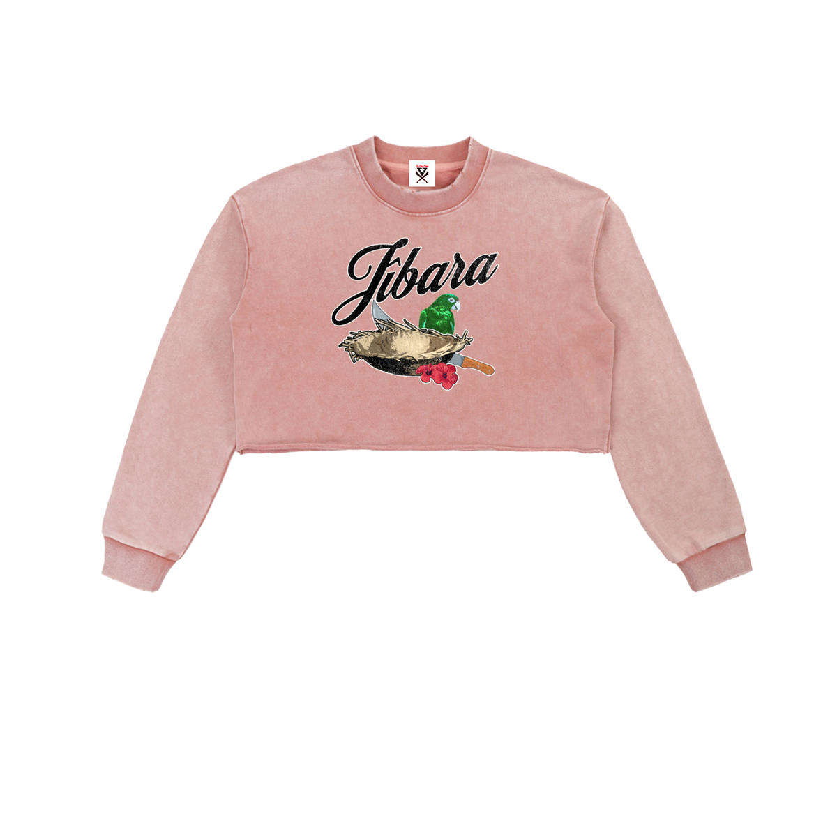 Jibara Snow Washed Raw Edge Cropped Sweatshirt